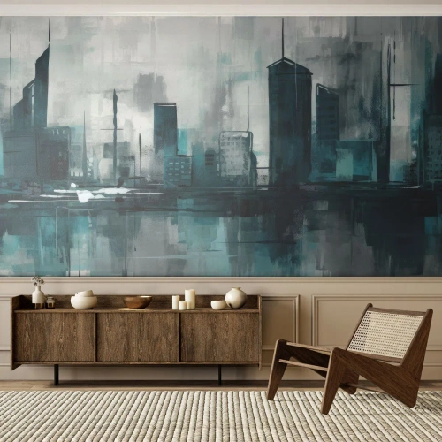 Fototapete Premium Canvas - Eine Stadt in der Farbe des Regens - Stadt, Die Architektur, Stück - 150x105 cm