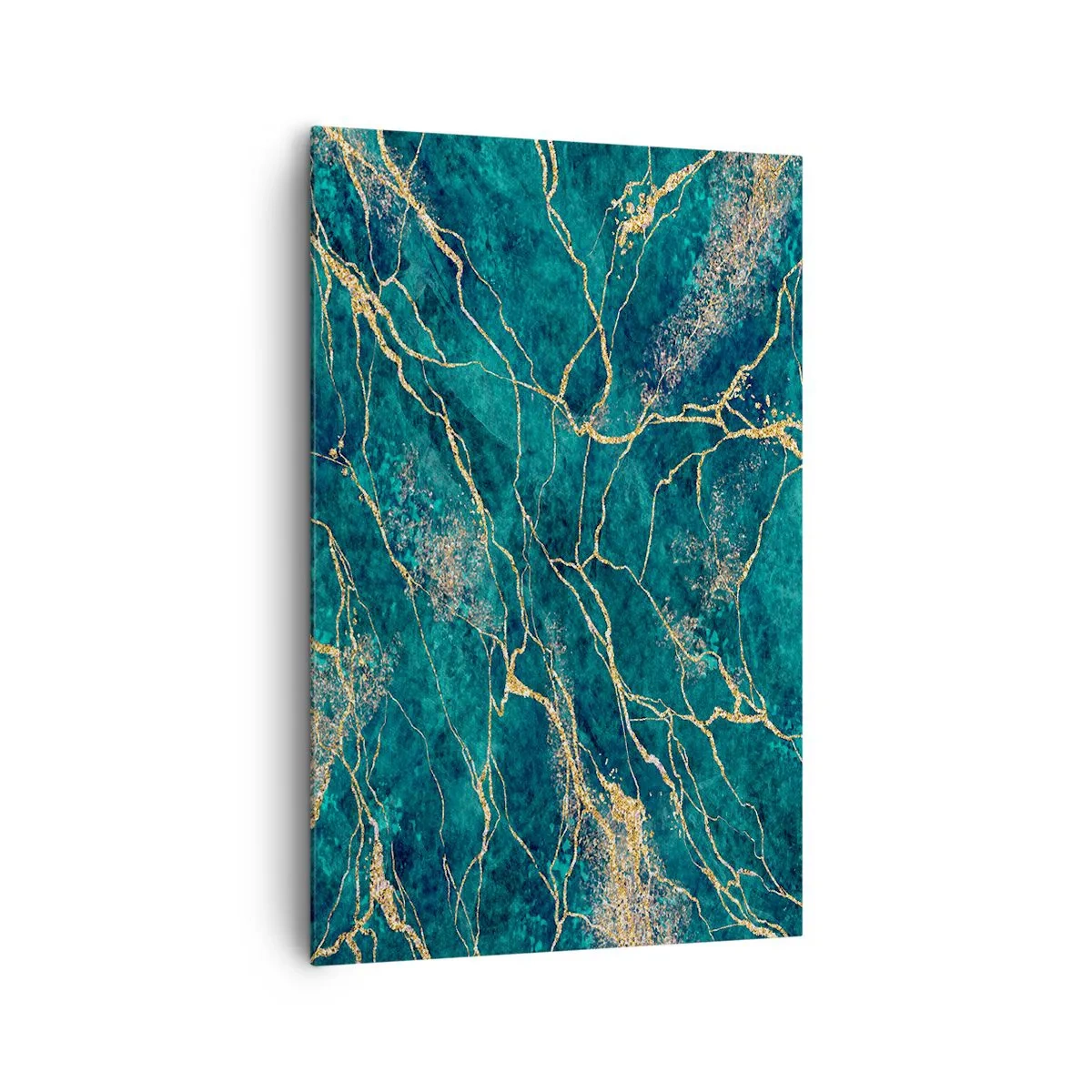 Bild auf Leinwand - Leinwandbild - Strukturiertes Marmormuster in Türkis- und Goldtönen - 80x120cm - Goldmine - Moderne Wanddekoration für Wohnzimmer und Schlafzimmer ARTTOR