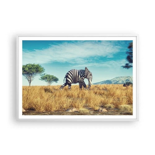 Poster in einem weißen Rahmen - Grau ist nicht mehr in Mode - 100x70 cm