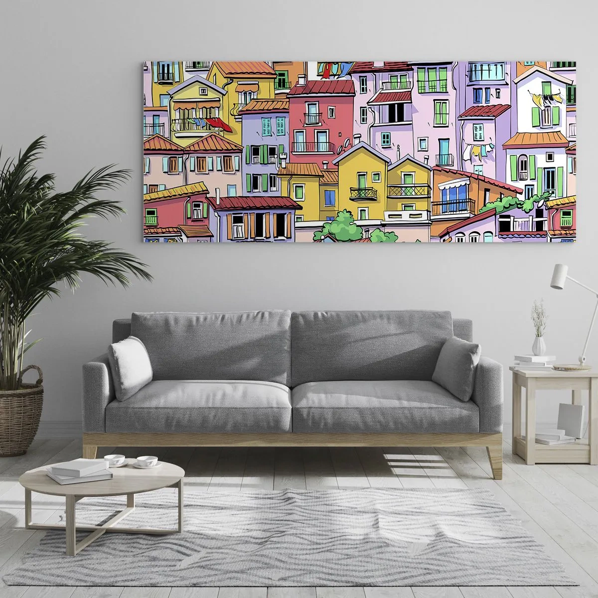 Glasbild - Bild auf glas - Lustige Stadt - 100x40 cm