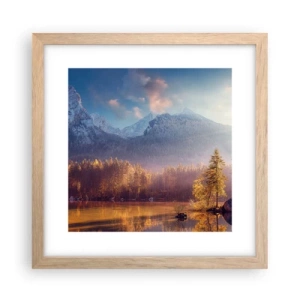 Poster in einem Rahmen aus heller Eiche - In den Bergen und Tälern - 30x30 cm