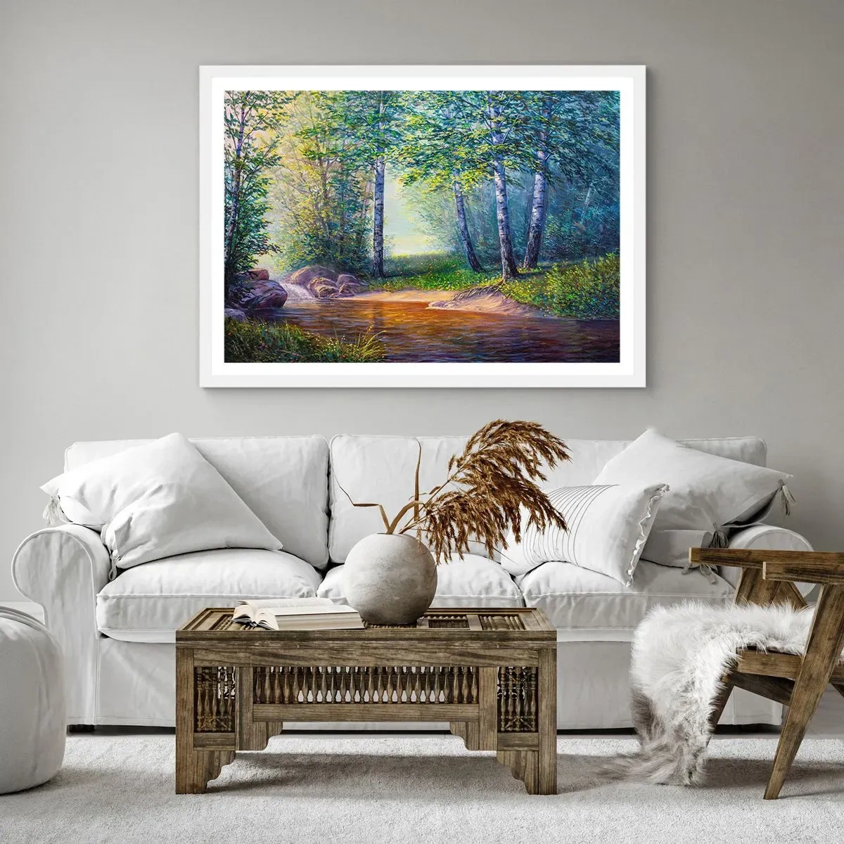 Poster in einem weißen Rahmen - Idyllische Landschaft - 100x70 cm
