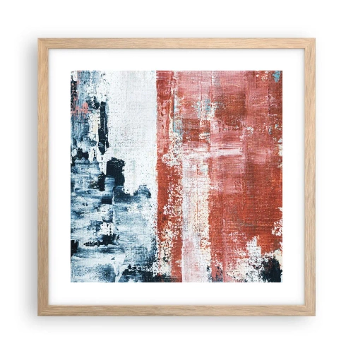 Poster in einem Rahmen aus heller Eiche - Fünfzig-Fünfzig abstrakt - 40x40 cm