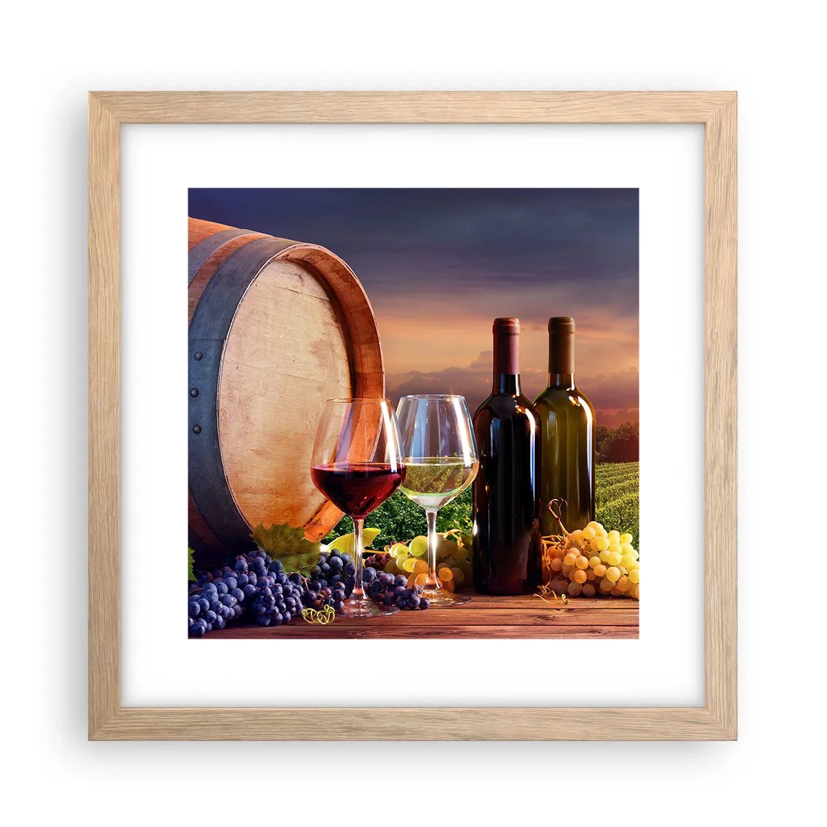 Poster in einem Rahmen aus heller Eiche - Hier schmeckt das Leben - 30x30 cm