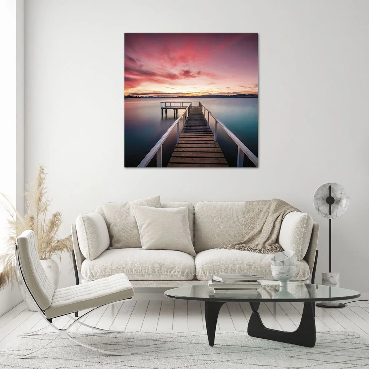 Glasbild - Bild auf glas - Die sanfte Flamme des Abends - 70x70 cm