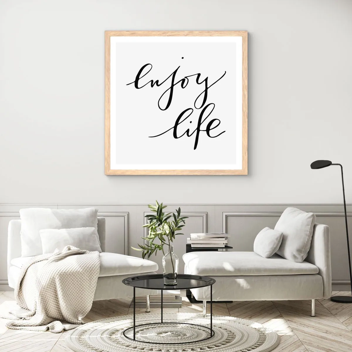 Poster in einem Rahmen aus heller Eiche - Nichts hinzufügen… - 50x50 cm