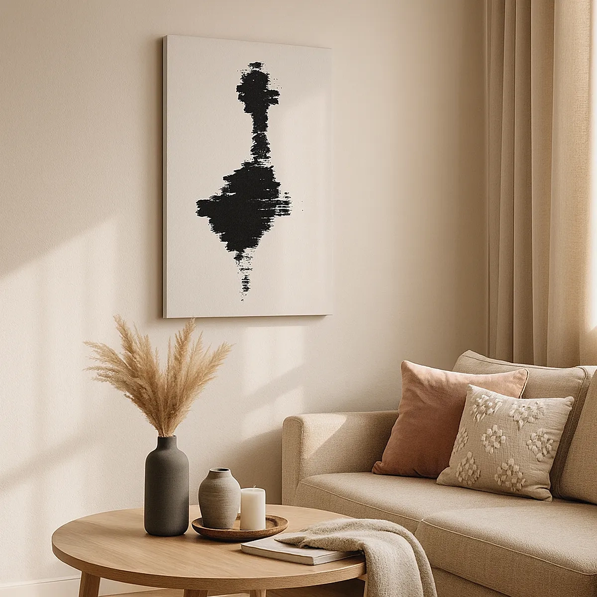 Bild auf Leinwand - Leinwandbild - Ein abstraktes Motiv, das einer Schallwelle im minimalistischen Stil ähnelt. - 50x70cm - Schwingungen der Fantasie - Moderne Wanddekoration für Wohnzimmer und Schlafzimmer ARTTOR