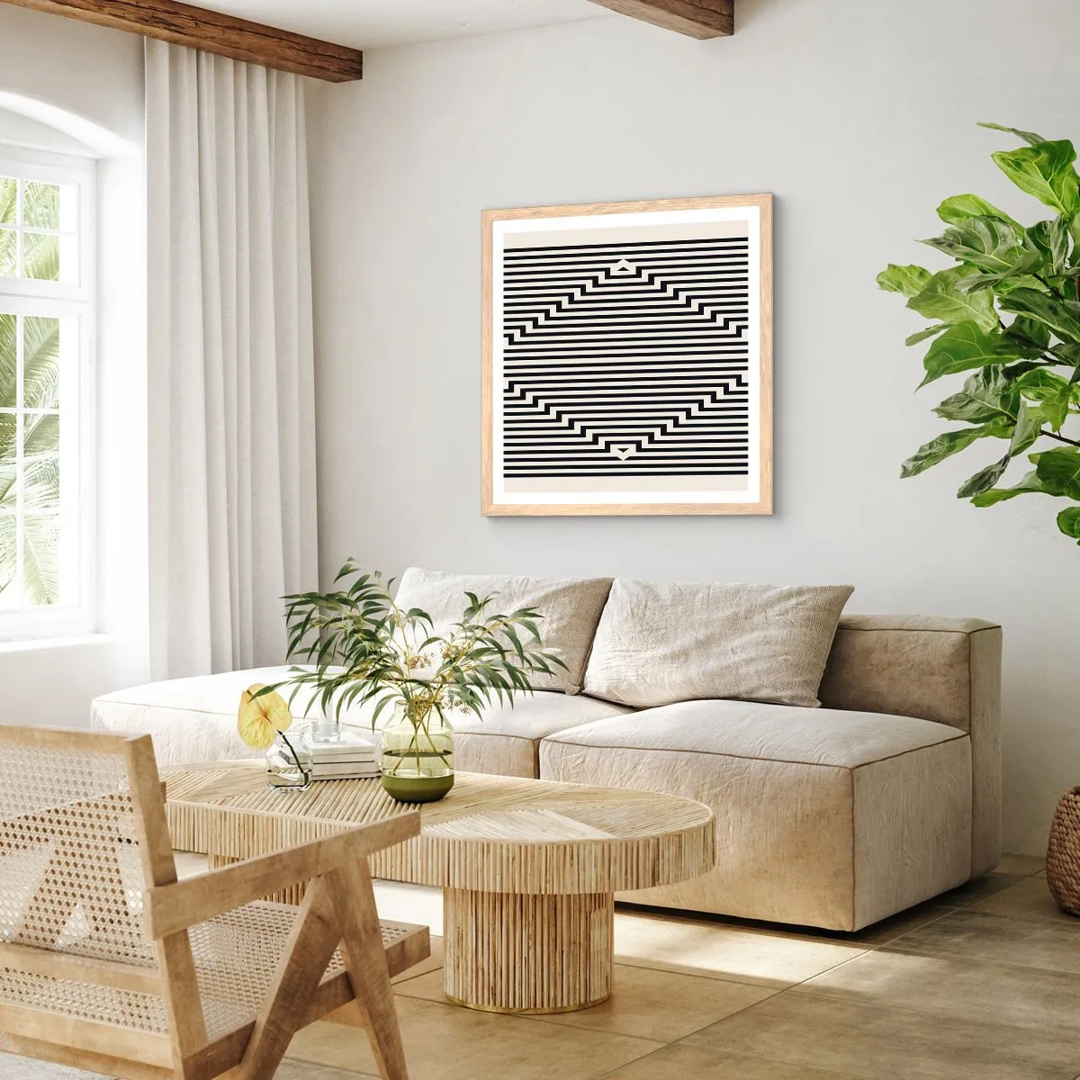 Poster in einem Rahmen aus heller Eiche - Geometrische Illusion - 60x60 cm