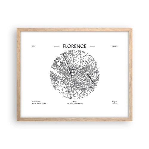 Poster in einem Rahmen aus heller Eiche - Anatomie von Florenz - 50x40 cm