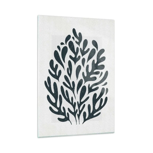 Glasbild - Bild auf glas - Schwarze organische Form auf weißem Hintergrund - 50x70cm - Formen der Natur - Moderne Wanddekoration für Wohnzimmer und Schlafzimmer ARTTOR