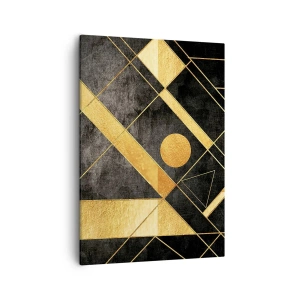 Bild auf Leinwand - Leinwandbild - Geometrische Formen in Gold- und Schwarztönen - 50x70cm - Die Sonne der Wüste - Moderne Wanddekoration für Wohnzimmer und Schlafzimmer ARTTOR
