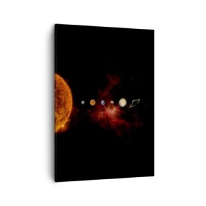 Bild auf Leinwand - Leinwandbild - Das Sonnensystem mit Planeten vor dem Hintergrund des Weltraums - 50x70cm - Unsere Nachbarschaft - Moderne Wanddekoration für Wohnzimmer und Schlafzimmer ARTTOR