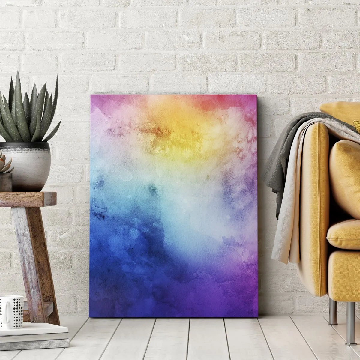 Bild auf Leinwand - Leinwandbild - Eine abstrakte Komposition in Pastelltönen von Rosa und Blau. - 80x120cm - Fast auf Wolke sieben - Moderne Wanddekoration für Wohnzimmer und Schlafzimmer ARTTOR