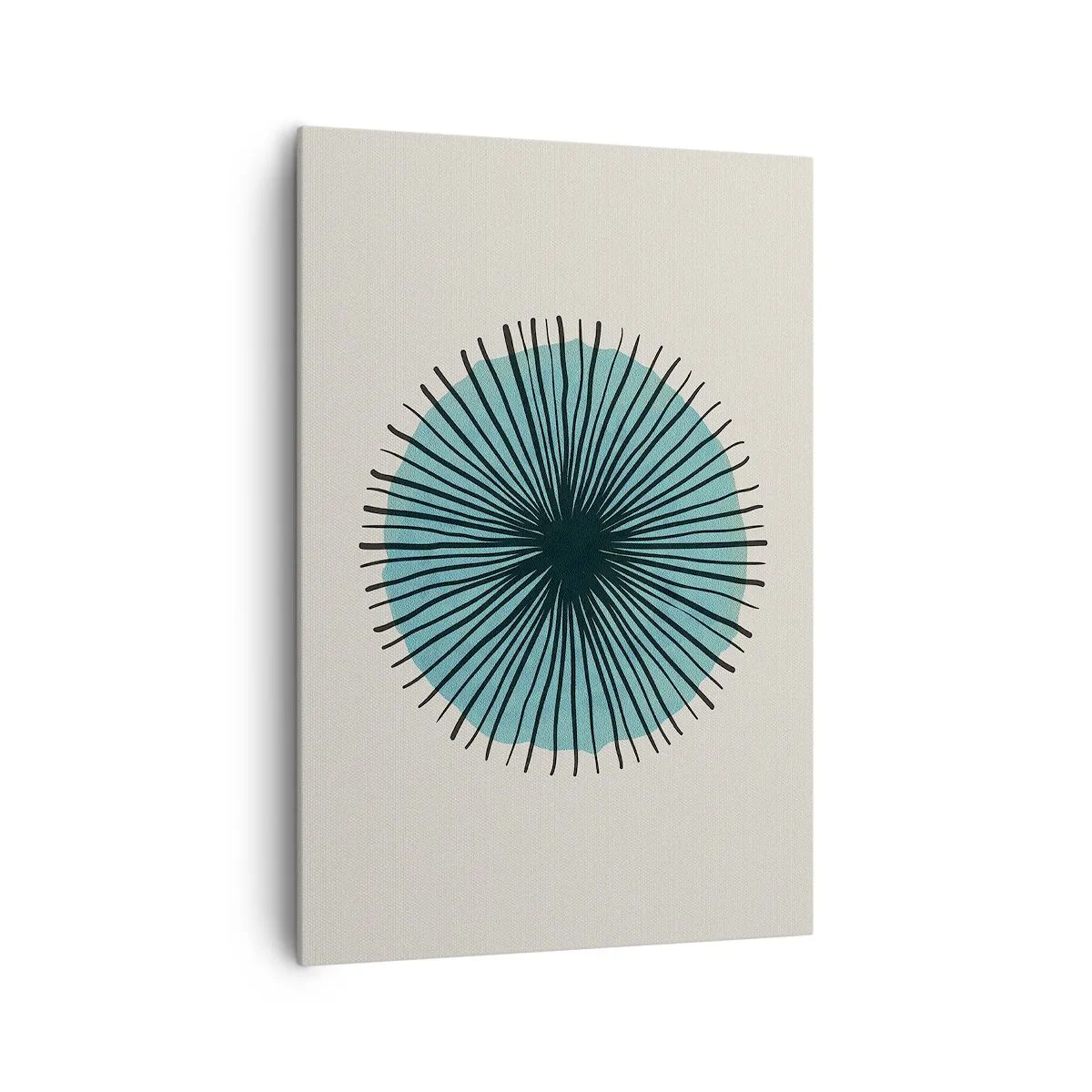 Bild auf Leinwand - Leinwandbild - Abstrakte Kreisform mit blauen Strahlen - 70x100cm - Strahlend im Blau - Moderne Wanddekoration für Wohnzimmer und Schlafzimmer ARTTOR