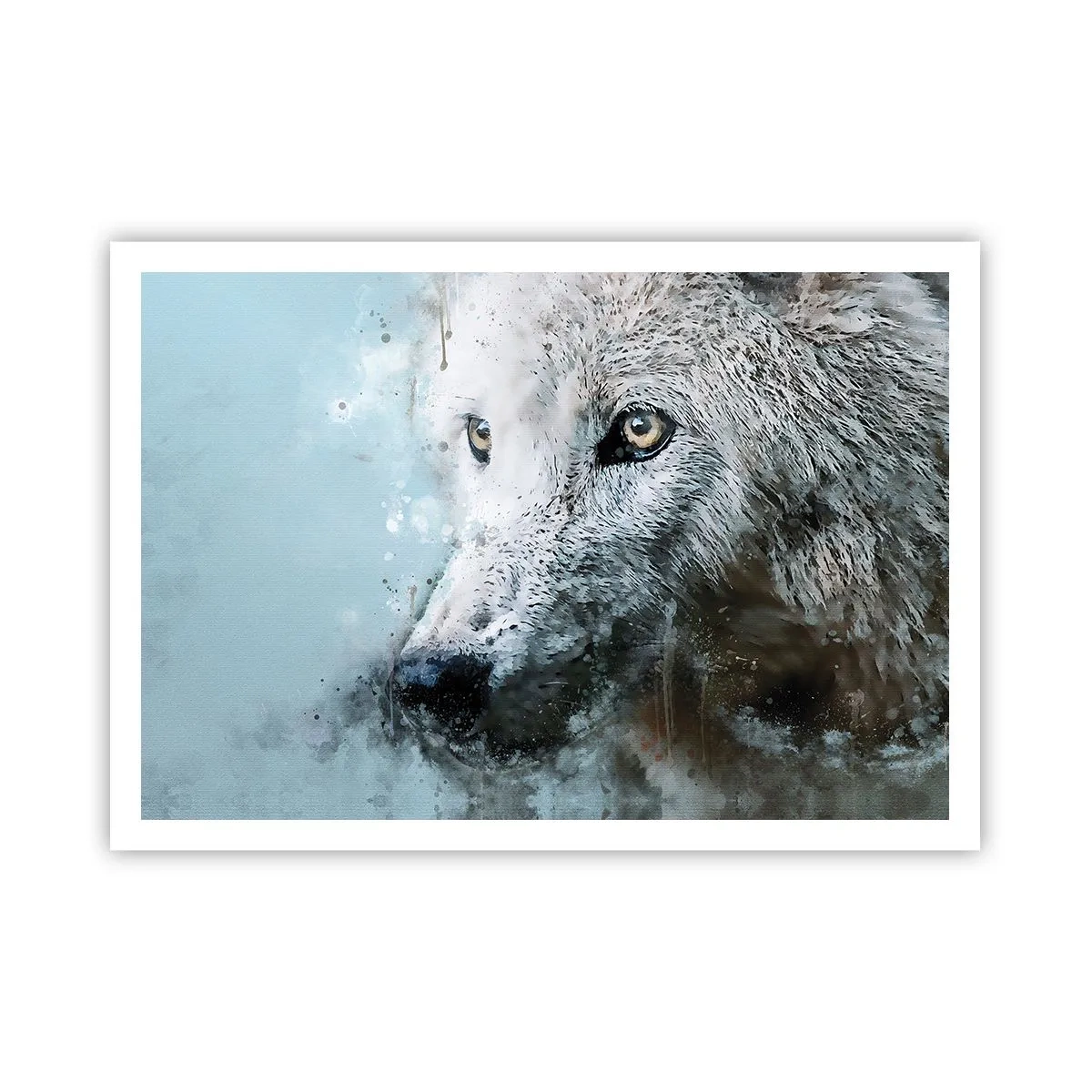 Poster - Aquarellporträt eines Wolfes - 100x70cm - Lerne die Wolfsseele kennen - Moderne Wanddekoration für Wohnzimmer und Schlafzimmer ARTTOR