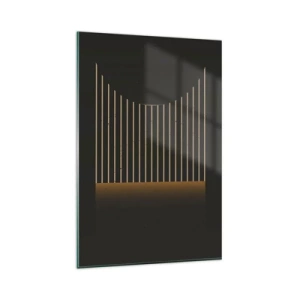 Glasbild - Bild auf glas - Geometrisches Muster mit Streifen auf dunklem Hintergrund - 80x120cm - Die Dunkelheit erkunden - Moderne Wanddekoration für Wohnzimmer und Schlafzimmer ARTTOR