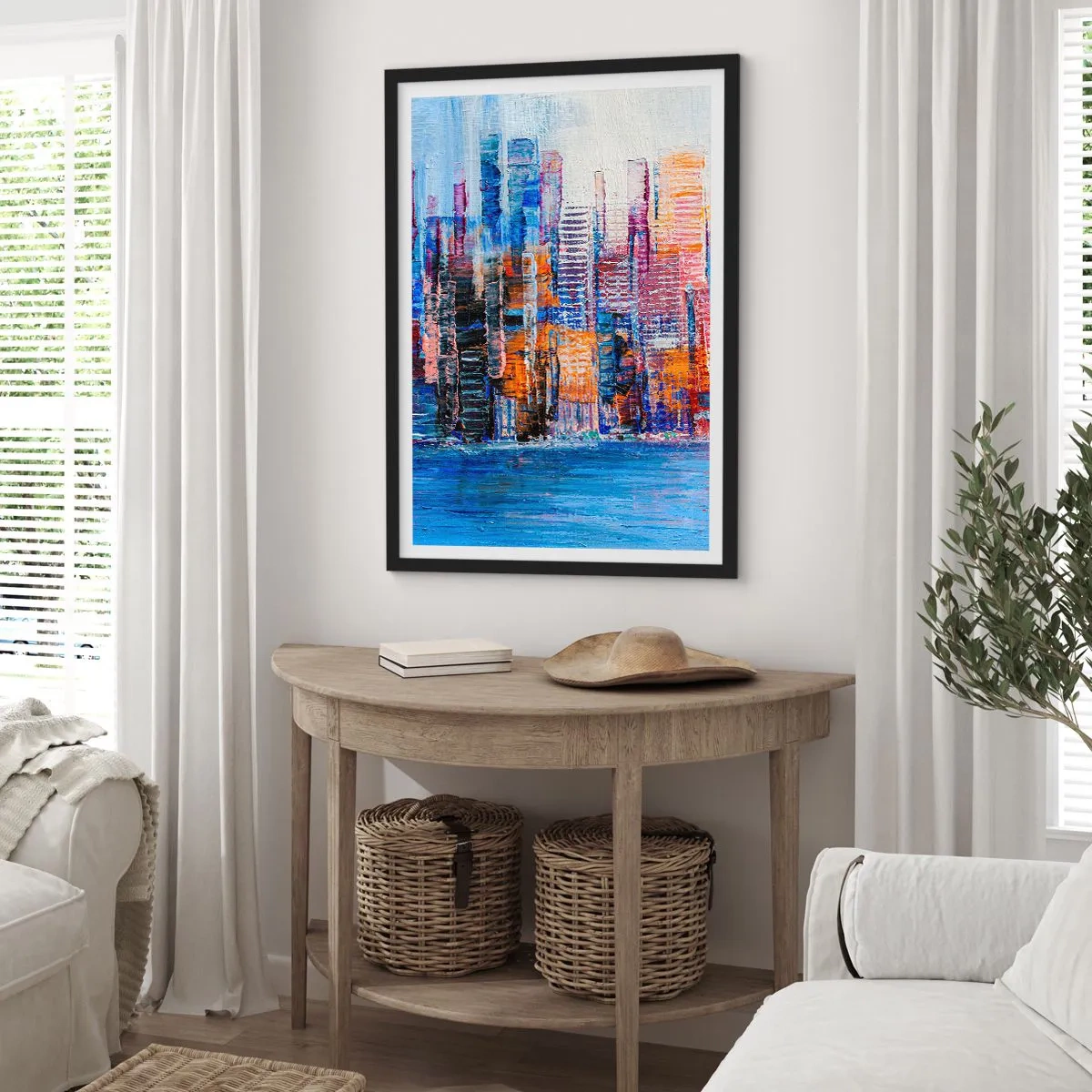 Poster in einem schwarzem Rahmen - Fröhliche Metropole - 61x91 cm