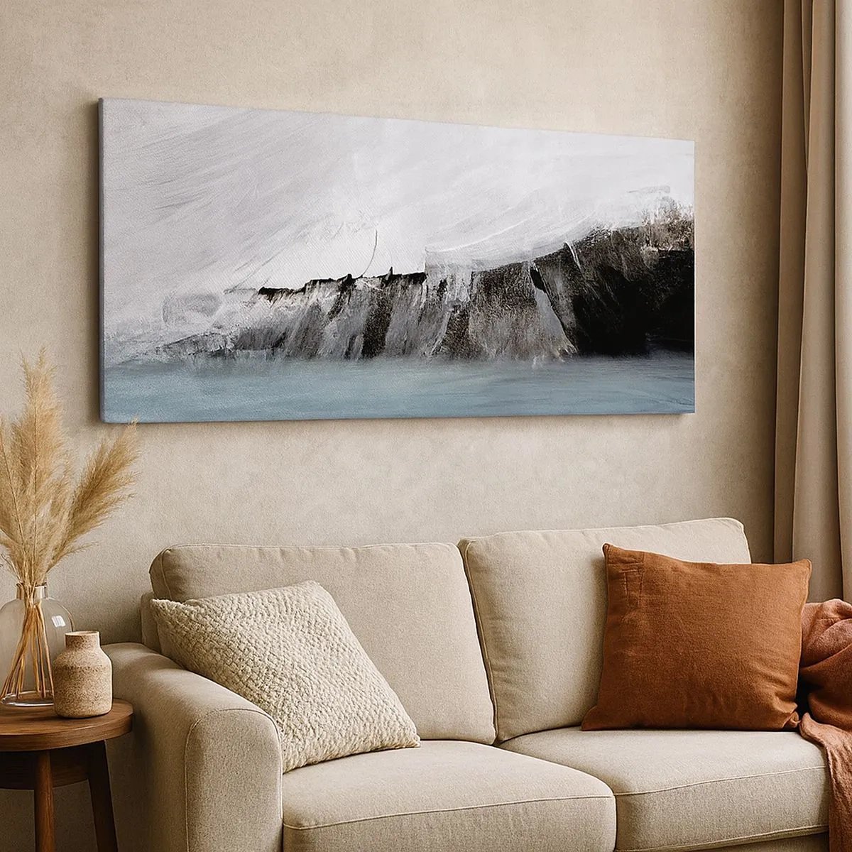 Bild auf Leinwand - Leinwandbild - Wasser – Erde: Kampf der Naturelemente - 100x40 cm