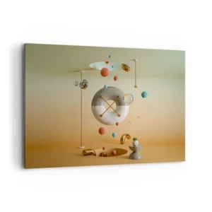 Bild auf Leinwand - Leinwandbild - Geometrische Figuren in Pastellfarben in surrealistischer Anordnung - 100x70cm - Alles kann passieren - Moderne Wanddekoration für Wohnzimmer und Schlafzimmer ARTTOR