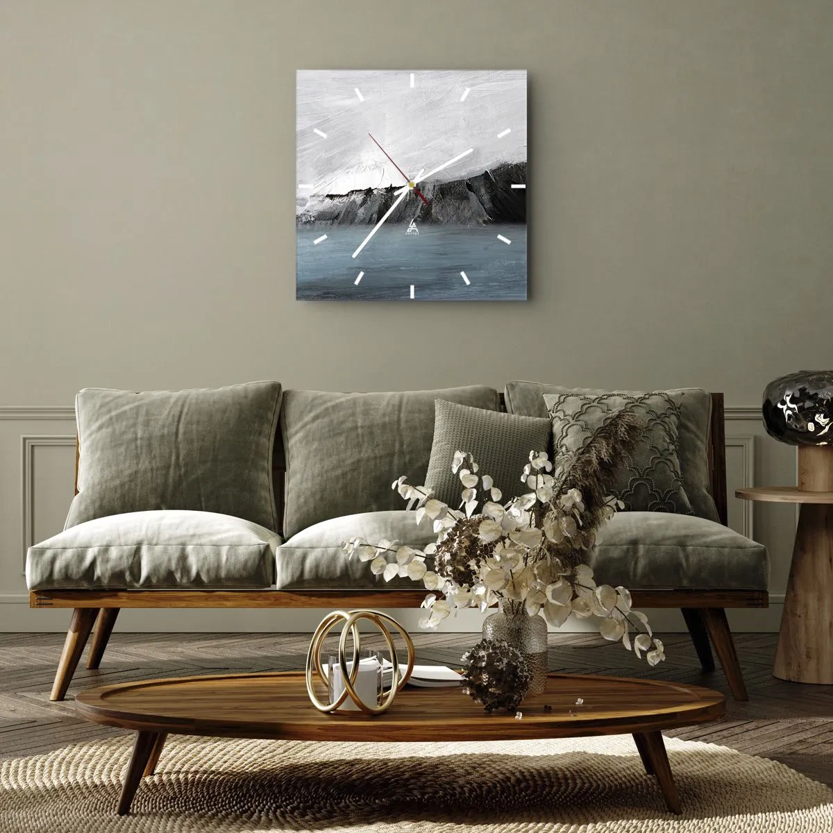 Wanduhr - Glasuhr - Wasser – Erde: Kampf der Naturelemente - 30x30 cm