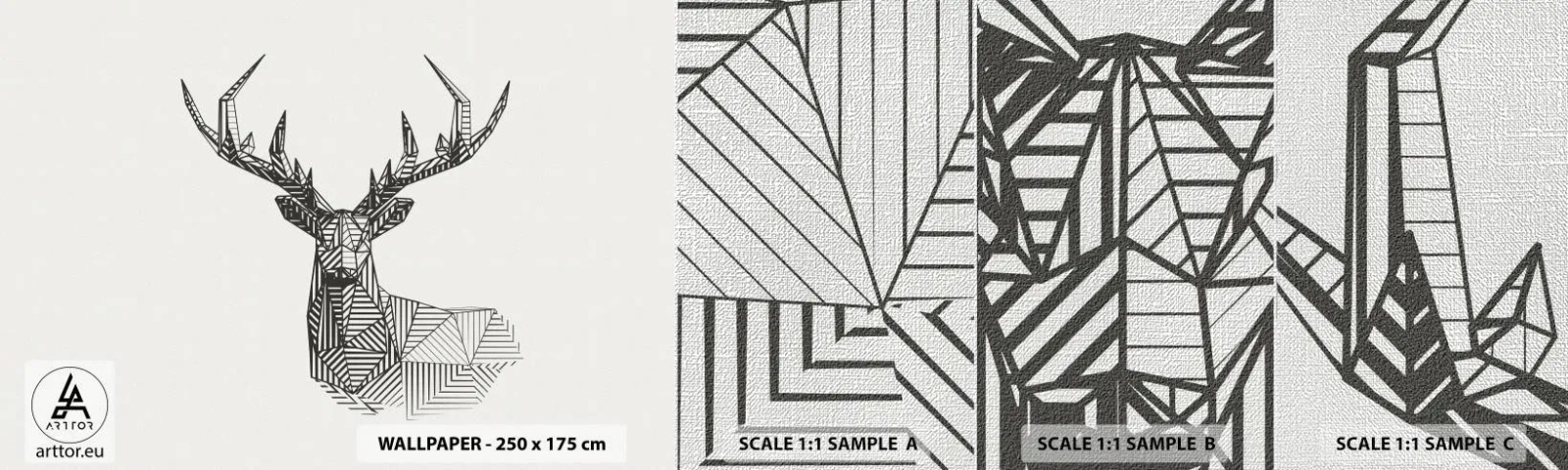 Fototapeten Muster Premium Canvas - Ein Hirsch im kubistischen Stil - Abstraktion, Reh, Tiere - 100x30 cm