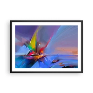 Poster in einem schwarzem Rahmen - Abstrakte Komposition mit intensiven Farben - 70x50cm - Propeller wie ein Vogel - Moderne Wanddekoration für Wohnzimmer und Schlafzimmer ARTTOR