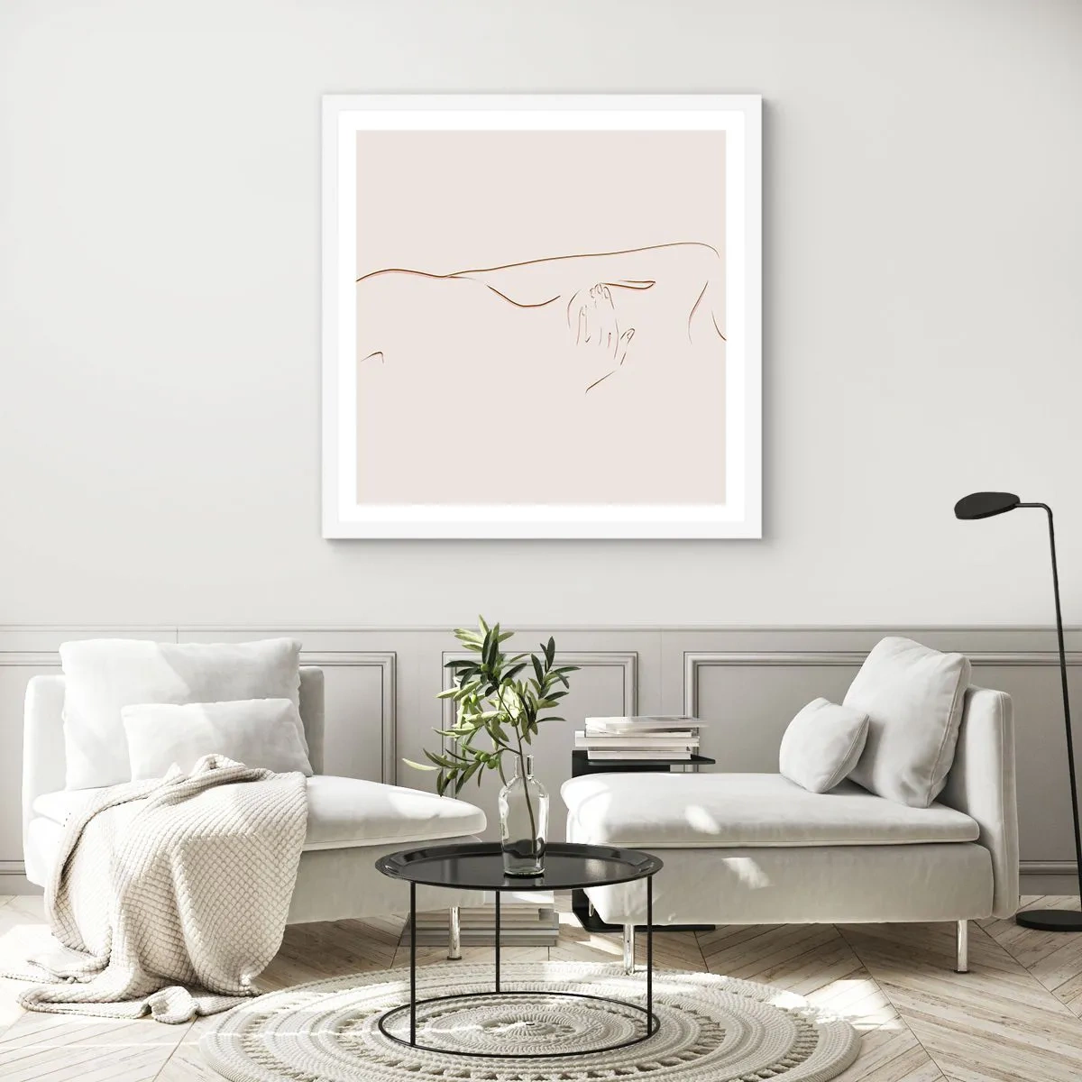 Poster in einem weißen Rahmen - Die Form des Verlangens - 40x40 cm