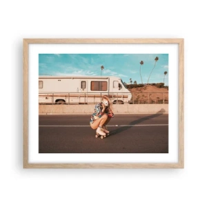 Poster in einem Rahmen aus heller Eiche - Lächel bitte! - 50x40 cm