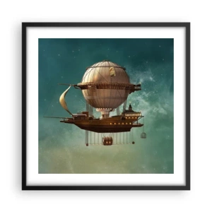 Poster in einem schwarzem Rahmen - Jules Verne sagt Hallo - 50x50 cm