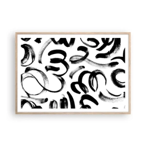 Poster in einem Rahmen aus heller Eiche - Schwarz auf Weiß - 100x70 cm