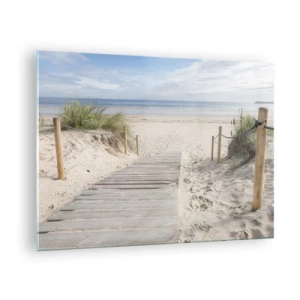 Glasbild - Bild auf glas - Weg zum Strand mit Meerblick - 70x50cm - Bis zum Horizont - Moderne Wanddekoration für Wohnzimmer und Schlafzimmer ARTTOR