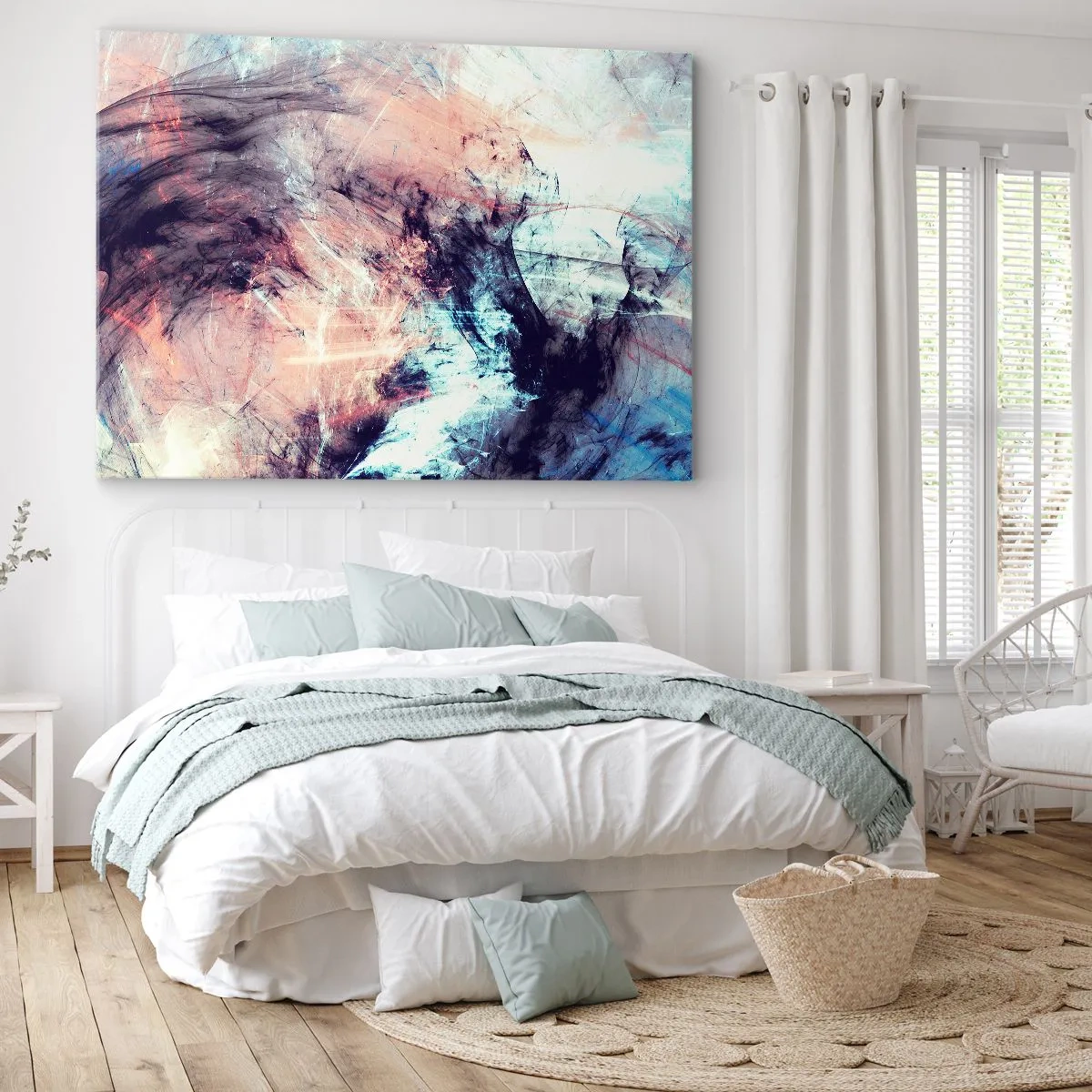 Bild auf Leinwand - Leinwandbild - Abstrakte Komposition in Pastelltönen und dunklen Tönen - 70x50cm - Fühle den Wind - Moderne Wanddekoration für Wohnzimmer und Schlafzimmer ARTTOR