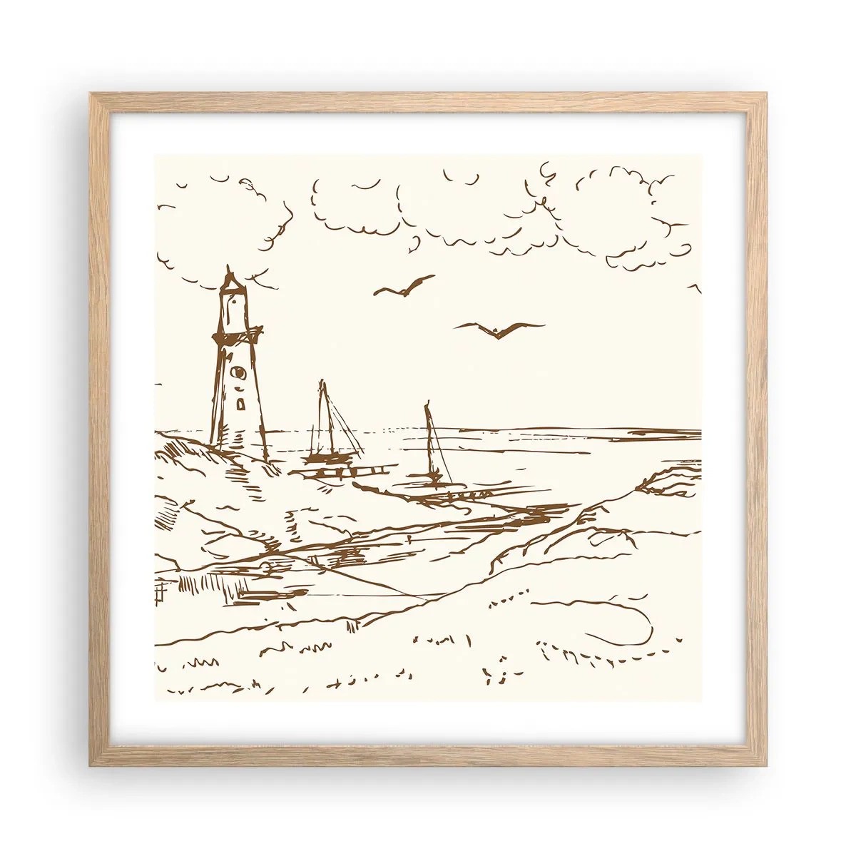 Poster in einem Rahmen aus heller Eiche - Ein Überblick über die Erinnerungen an den Sommer - 50x50 cm