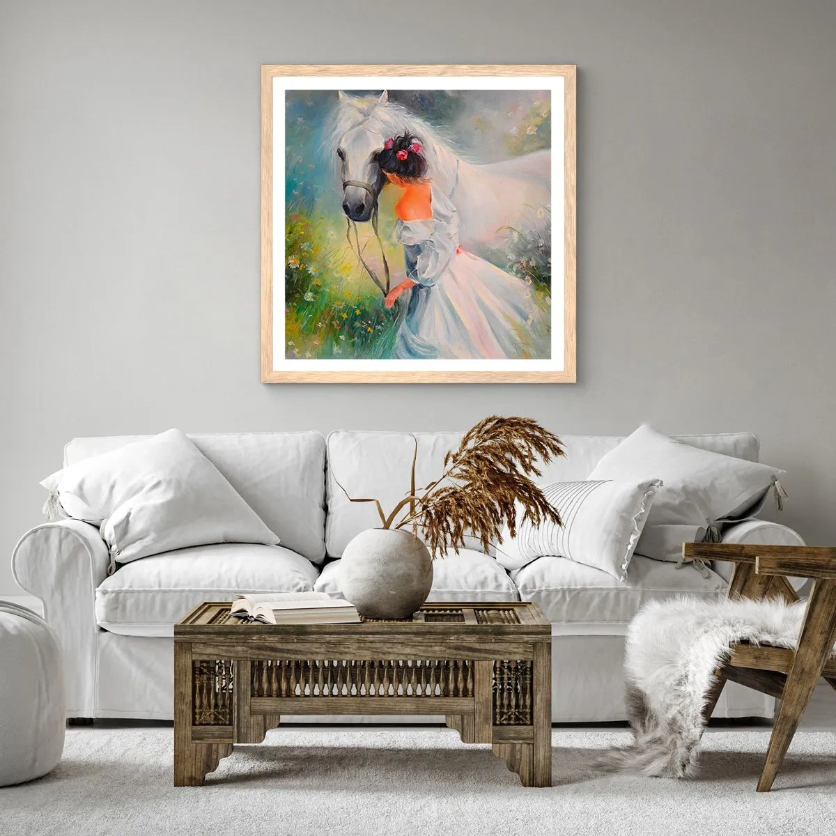 Poster in einem Rahmen aus heller Eiche - Wie aus einem schönen Traum - 30x30 cm