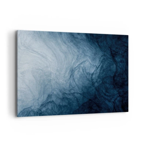 Bild auf Leinwand - Leinwandbild - Eine abstrakte Komposition in Blau- und Marineblautönen. - 100x70cm - Greifen Sie tief - Moderne Wanddekoration für Wohnzimmer und Schlafzimmer ARTTOR