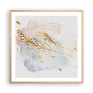 Poster in einem Rahmen aus heller Eiche - Goldenr Hauch - 60x60 cm