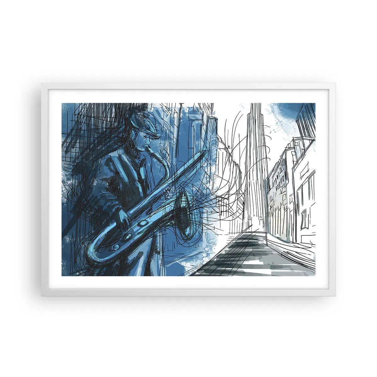 Poster in einem weißen Rahmen - Urbane Rhapsodie - 70x50 cm