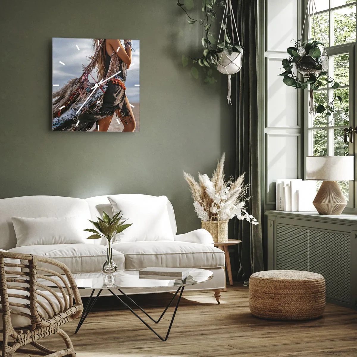 Wanduhr - Glasuhr - Das Mädchen des Schamanen - 30x30 cm