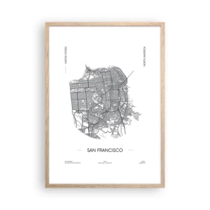 Poster in einem Rahmen aus heller Eiche - Anatomie von San Francisco - 50x70 cm