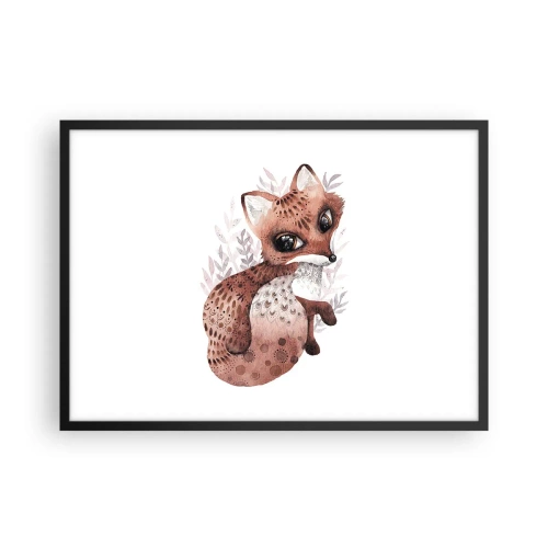 Poster in einem schwarzem Rahmen - Ein süßer Aquarellfuchs auf hellem Hintergrund - 70x50cm - Einfach lieben - Moderne Wanddekoration für Wohnzimmer und Schlafzimmer ARTTOR
