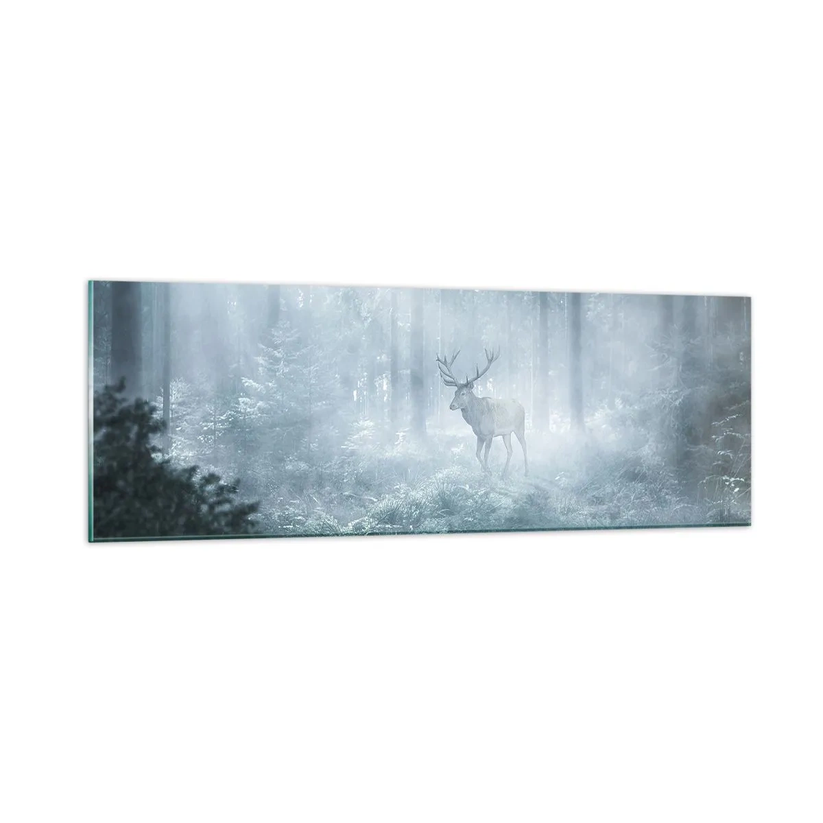 Glasbild - Bild auf glas - Morgenvisite auf dem Grundstück - 90x30 cm