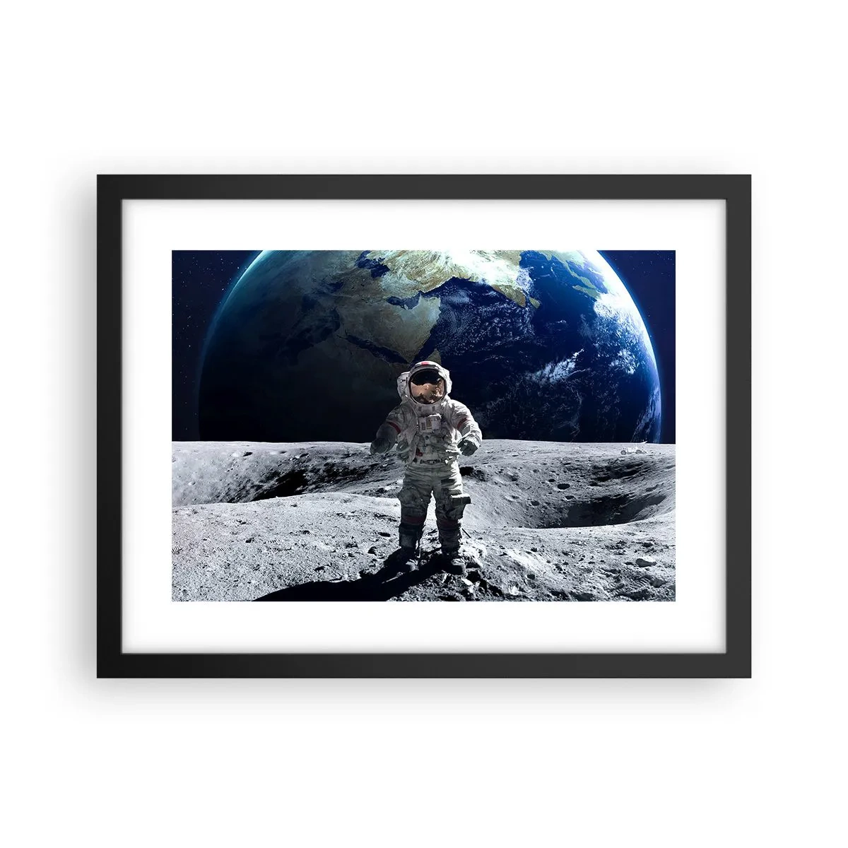 Poster in einem schwarzem Rahmen - Grüße vom Mond - 40x30 cm