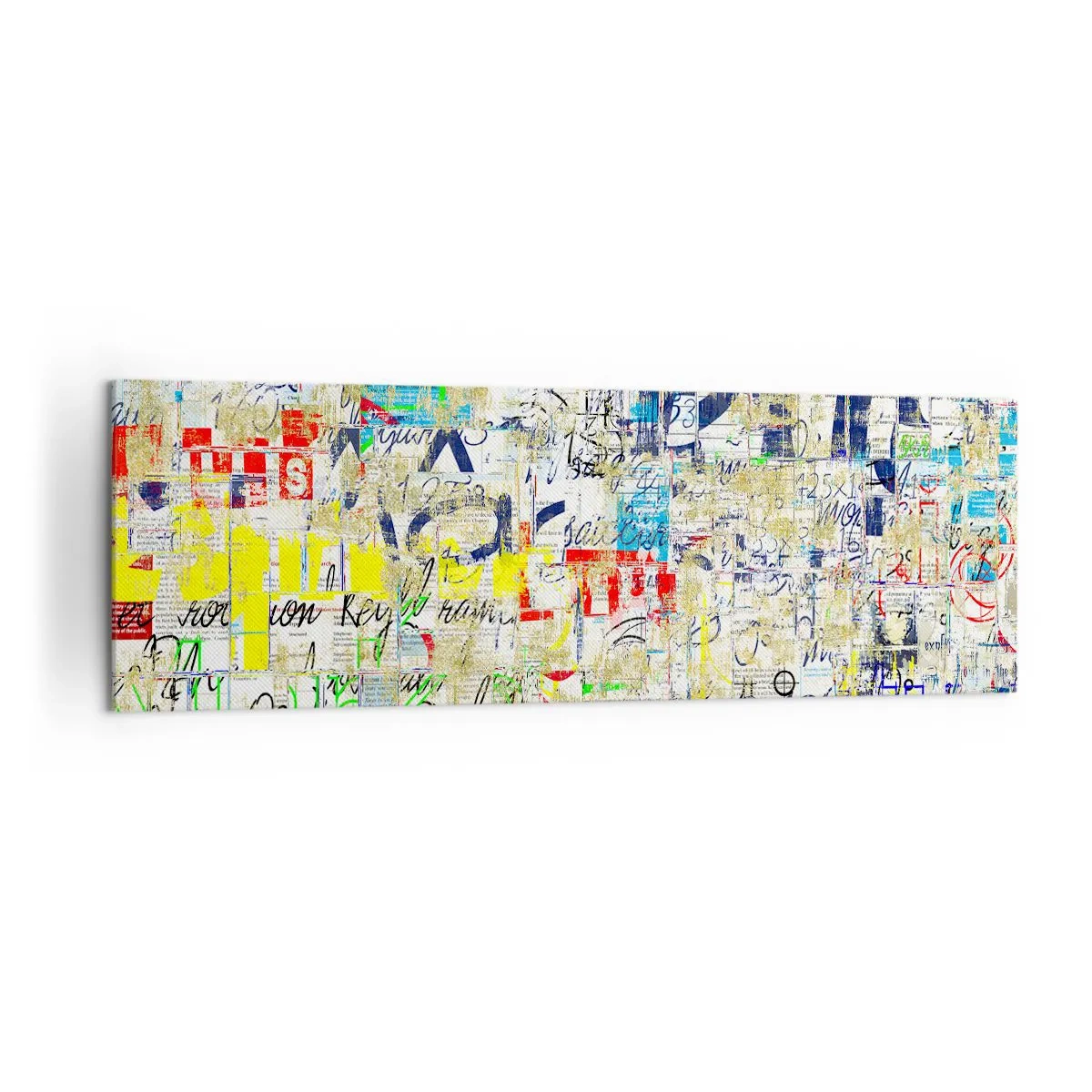 Bild auf Leinwand - Leinwandbild - Abstrakte Graffiti mit bunten Inschriften und Mustern - 160x50cm - Es freut einfach die Augen - Moderne Wanddekoration für Wohnzimmer und Schlafzimmer ARTTOR