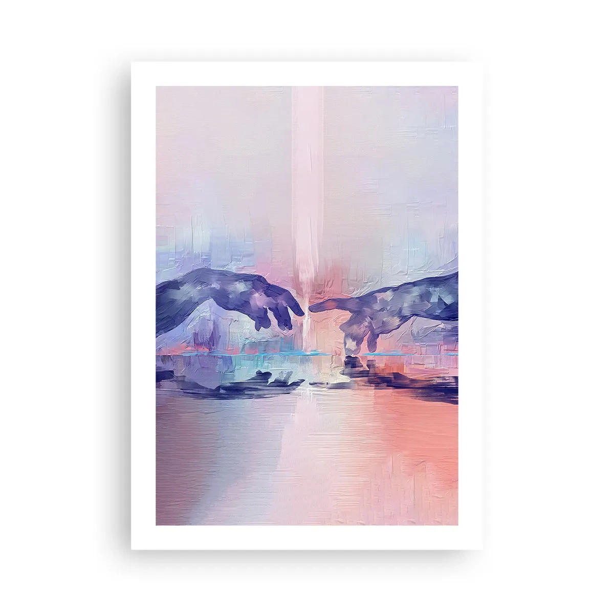 Poster - Abstrakte Hände in Pastellfarben - 50x70cm - Göttlicher Funke des Lebens - Moderne Wanddekoration für Wohnzimmer und Schlafzimmer ARTTOR