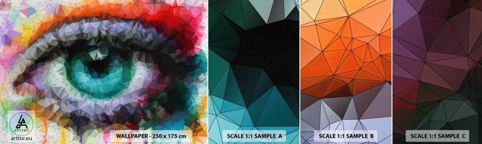 Fototapeten Muster Selbstklebend Deluxe Sticker - Kristallines Leuchten der Augen - Abstraktion, Auge, Grafik - 100x30 cm