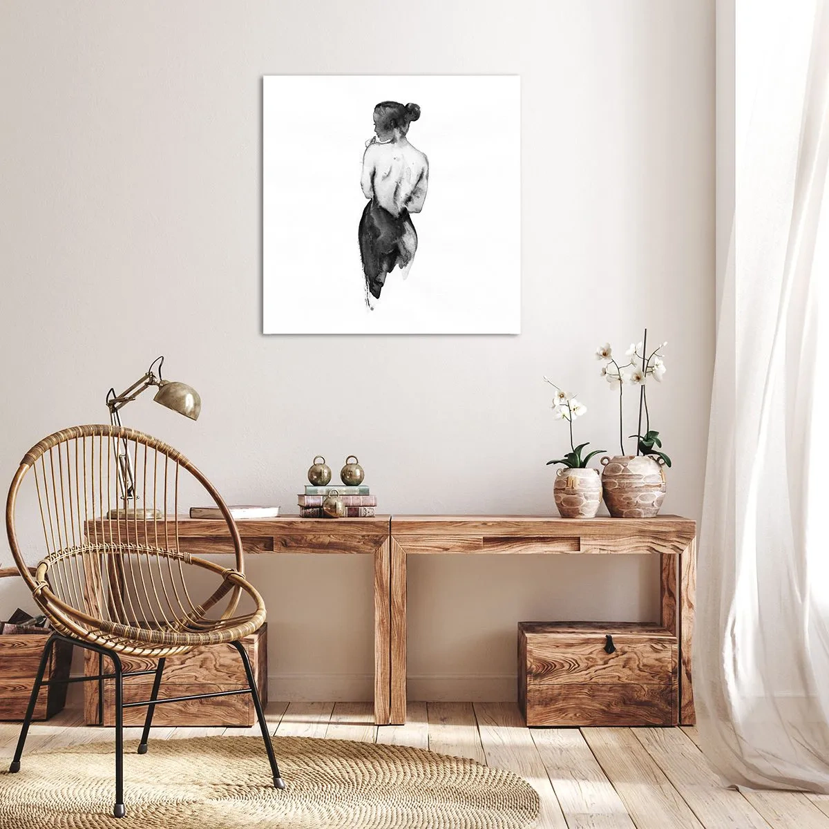 Bild auf Leinwand - Leinwandbild - Bei ihr verschwindet die Welt - 60x60 cm