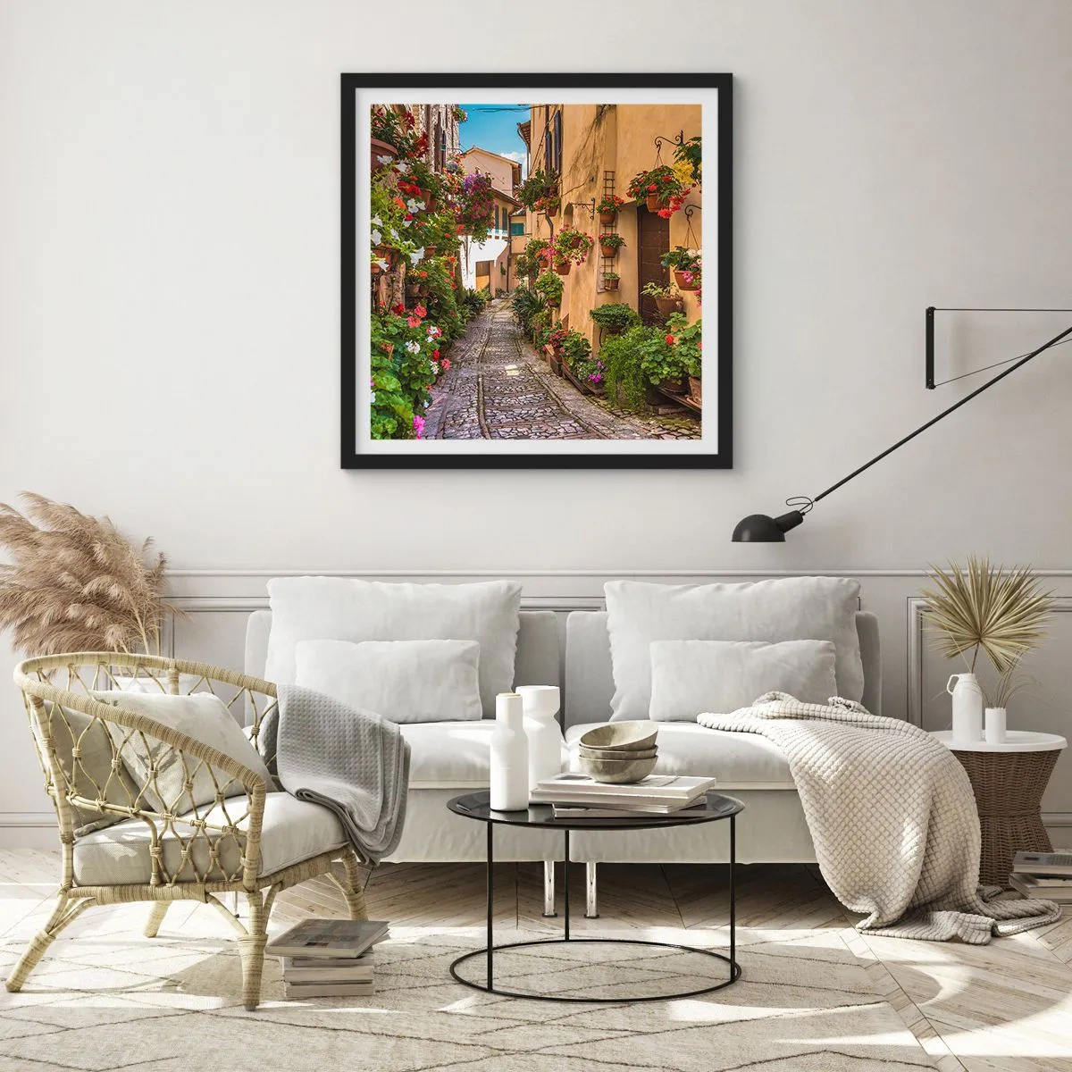 Poster in einem schwarzem Rahmen - Italienische Gasse - 30x30 cm