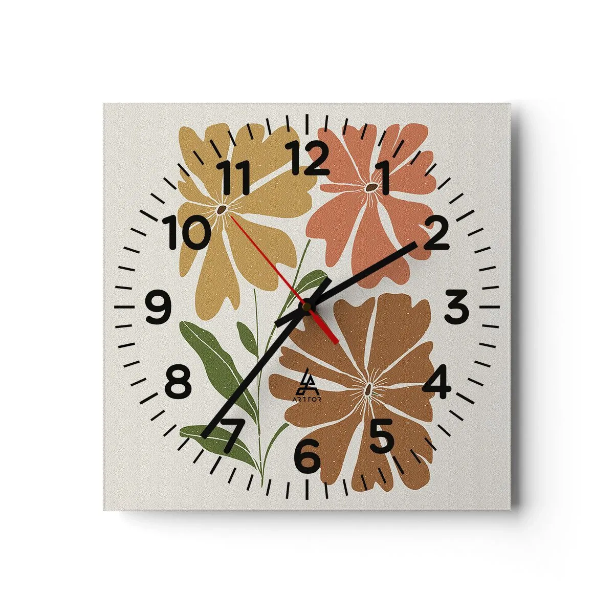 Wanduhr - Glasuhr - Natur und Geometrie - 40x40 cm