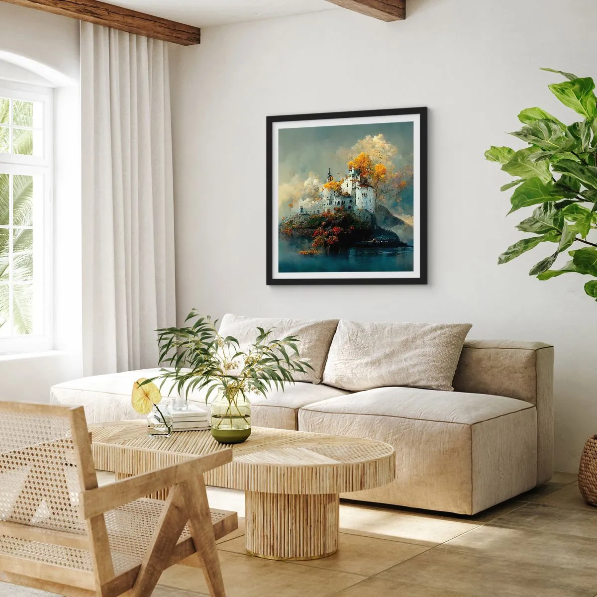 Poster in einem schwarzem Rahmen - Beginn einer romantischen Geschichte - 40x40 cm