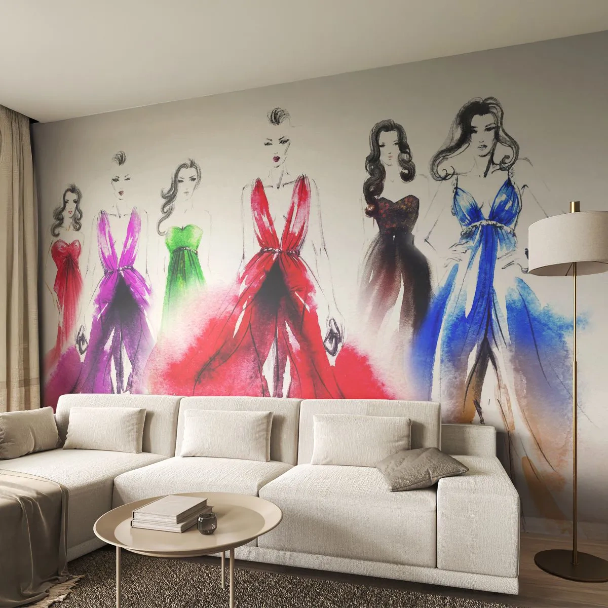 Fototapete Premium Sand - Mode im Aquarell-Kunststil - 100x70cm - Stimmungen für Kostüme - Moderne Wanddekoration für Wohnzimmer und Schlafzimmer ARTTOR